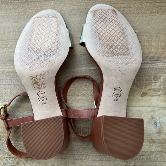 New Tory Burch Laurel Leather Block Heel Sandal Size 7 - Picture 8 of 9